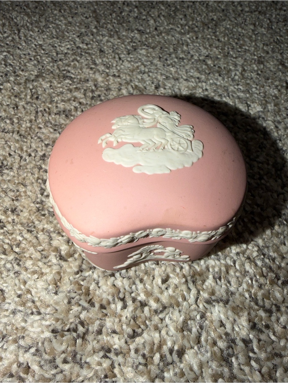Wedgewood Rare Pink Jasperware Trinket Box Bean Shape Made In England Pegasus